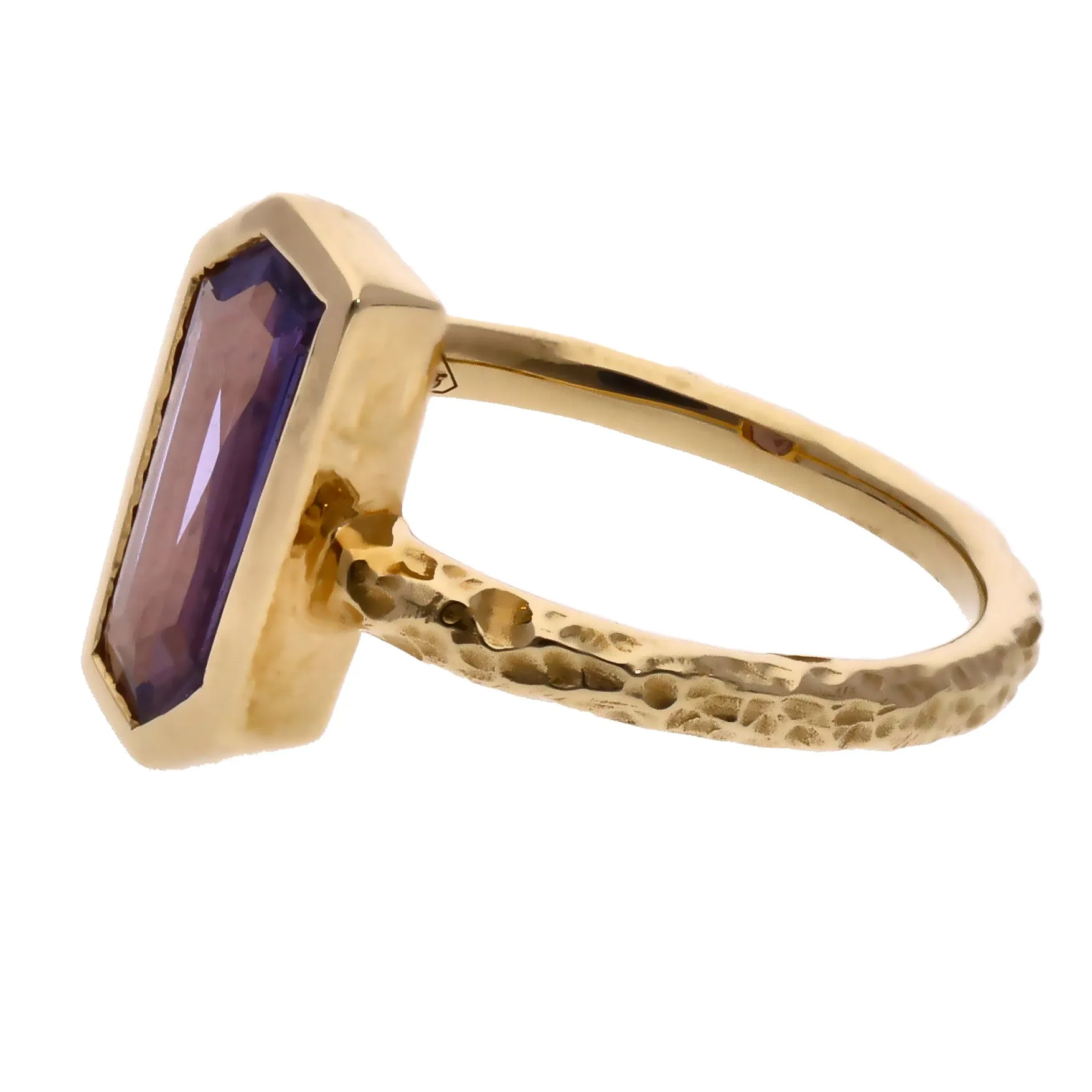 14K Yellow Gold Rose Cut Purple Sapphire Ring