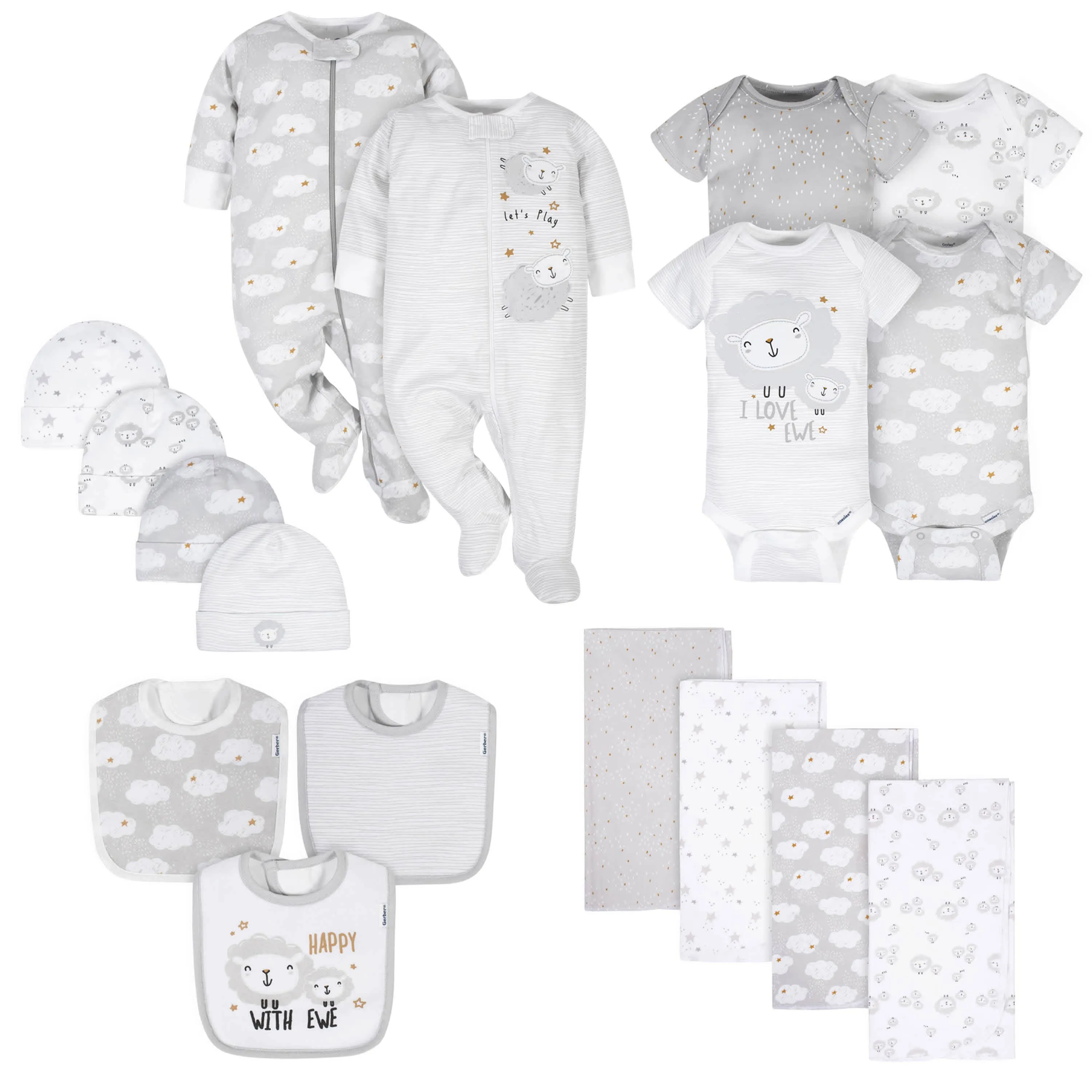 17-Piece Baby Neutral Sheep Apparel & Blankets Set