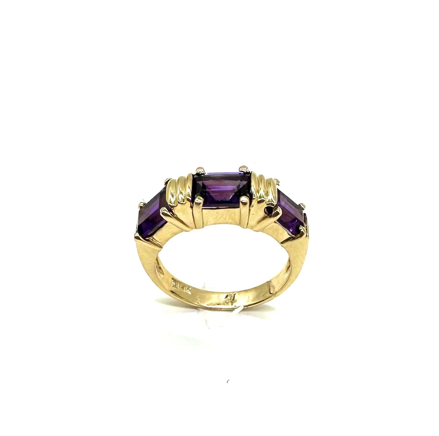 3 In-Line Amethyst Bar Ring