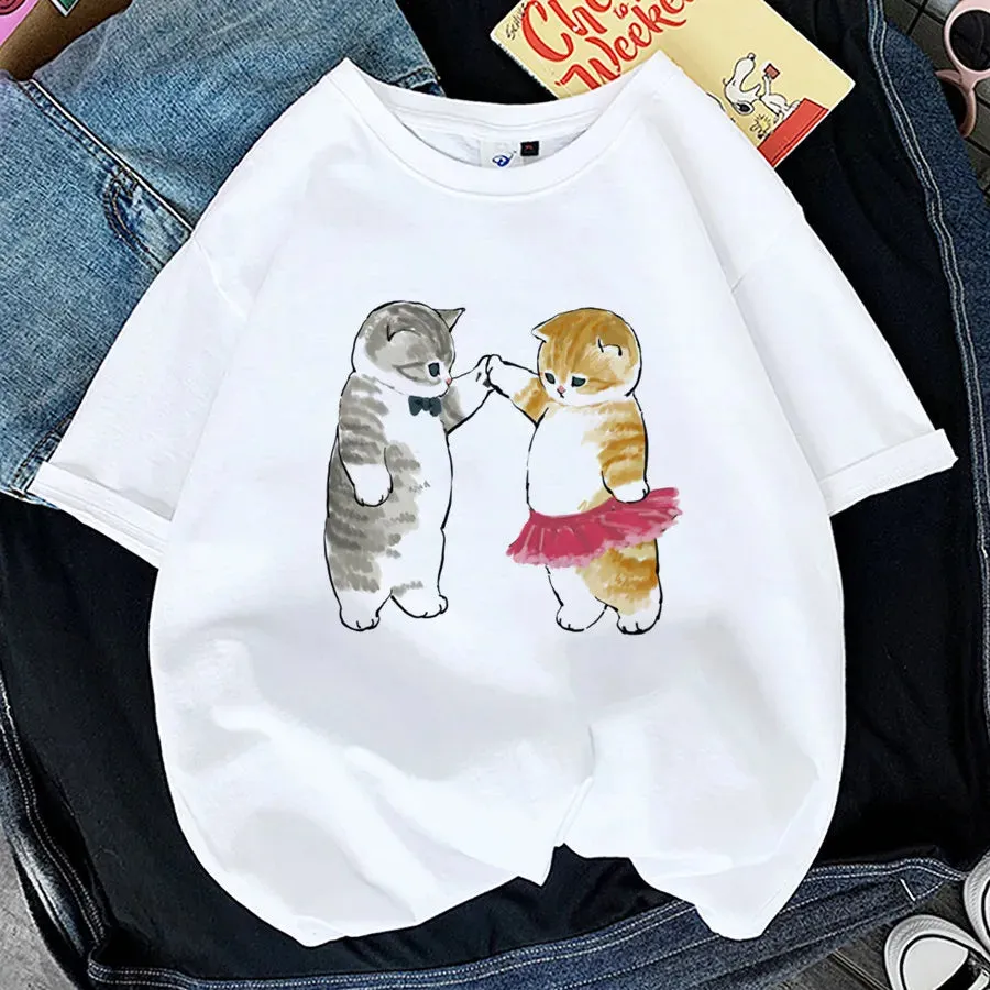 Adorable Cat Print T-Shirts