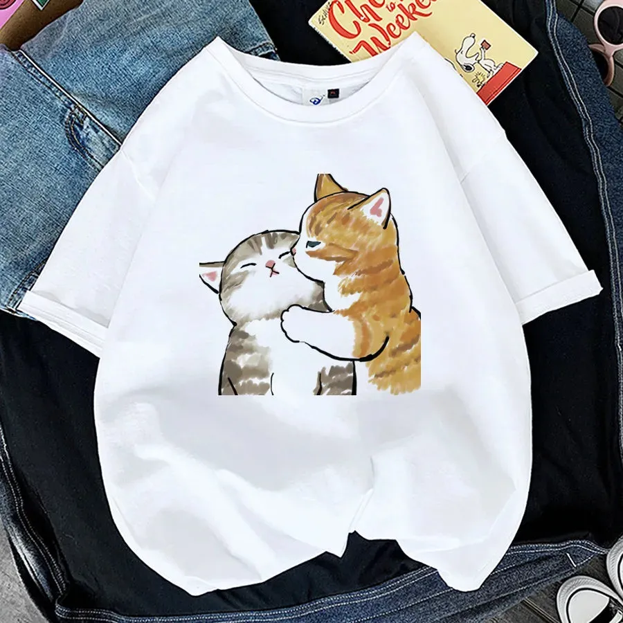 Adorable Cat Print T-Shirts