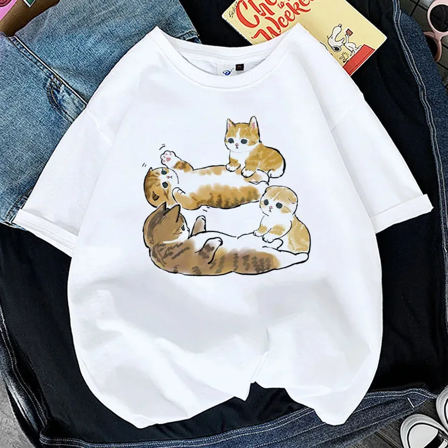 Adorable Cat Print T-Shirts