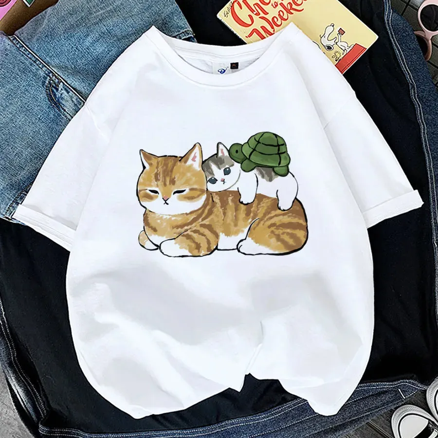 Adorable Cat Print T-Shirts