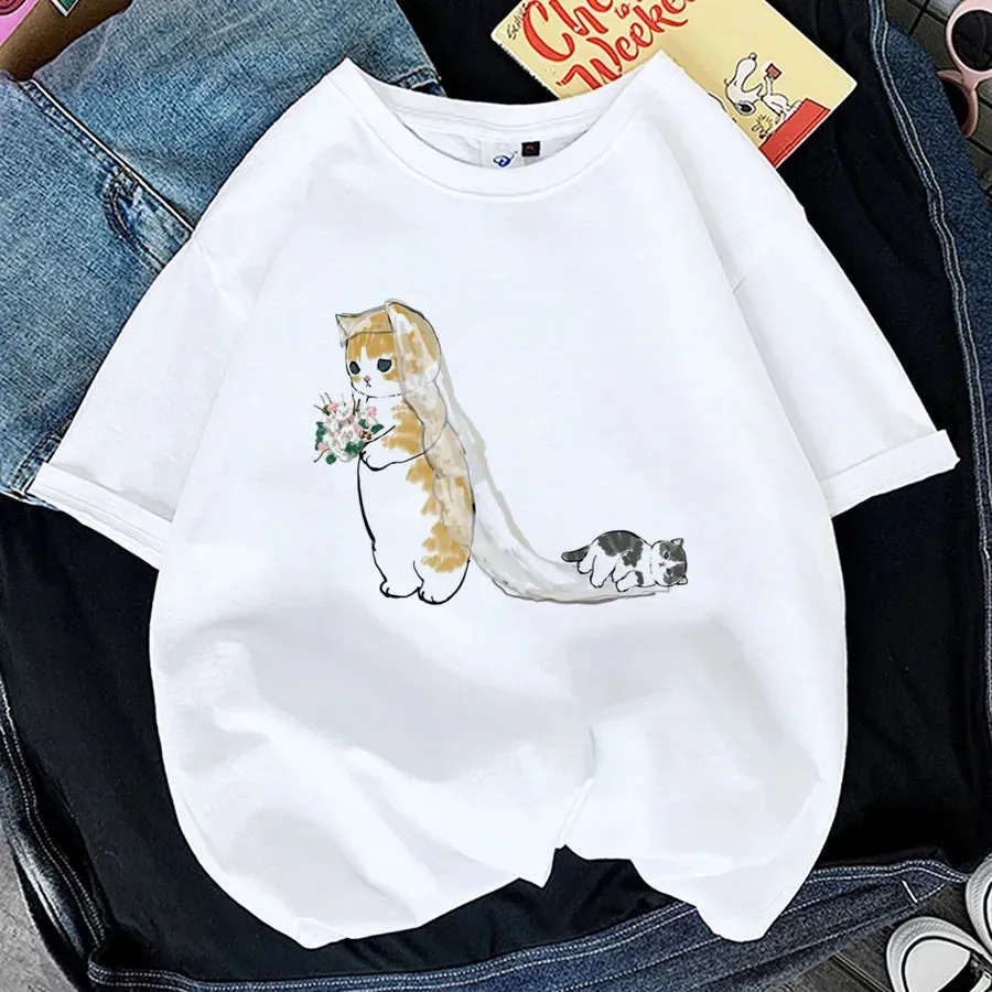 Adorable Cat Print T-Shirts