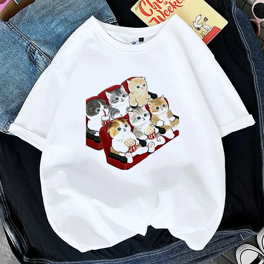 Adorable Cat Print T-Shirts