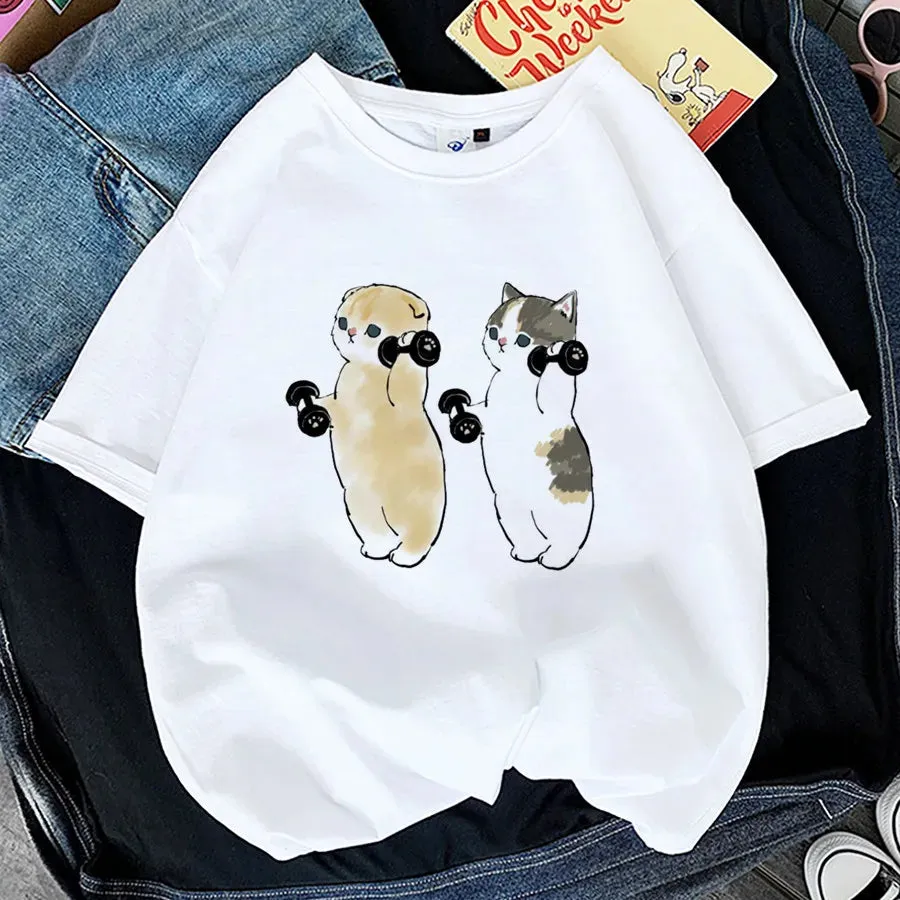 Adorable Cat Print T-Shirts