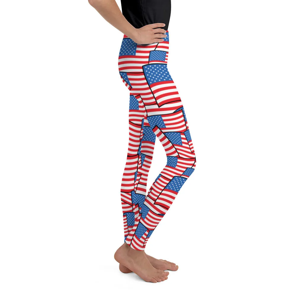 American Flag Pattern Youth Leggings