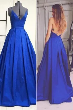 Backless Prom Dress,Charming Prom Gowns,Spaghetti Strap Prom Dress,A-Line Evening Dress, M6