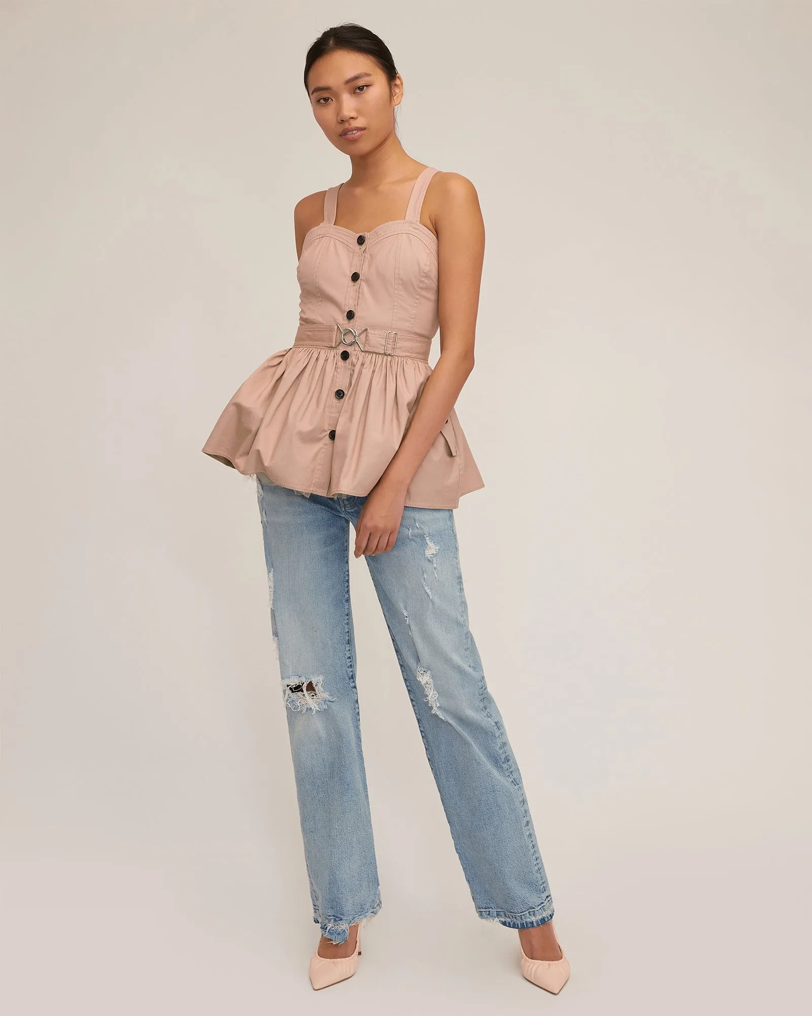 Brielle Canvas And Tulle Seamed Trench Vest