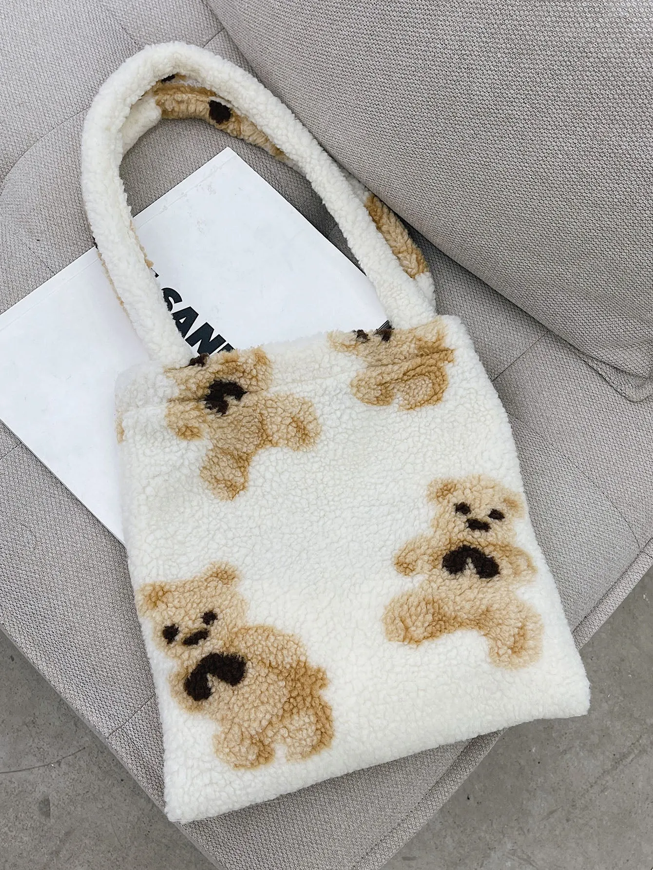 Cartoon Graphic Fuzzy Tote Bag