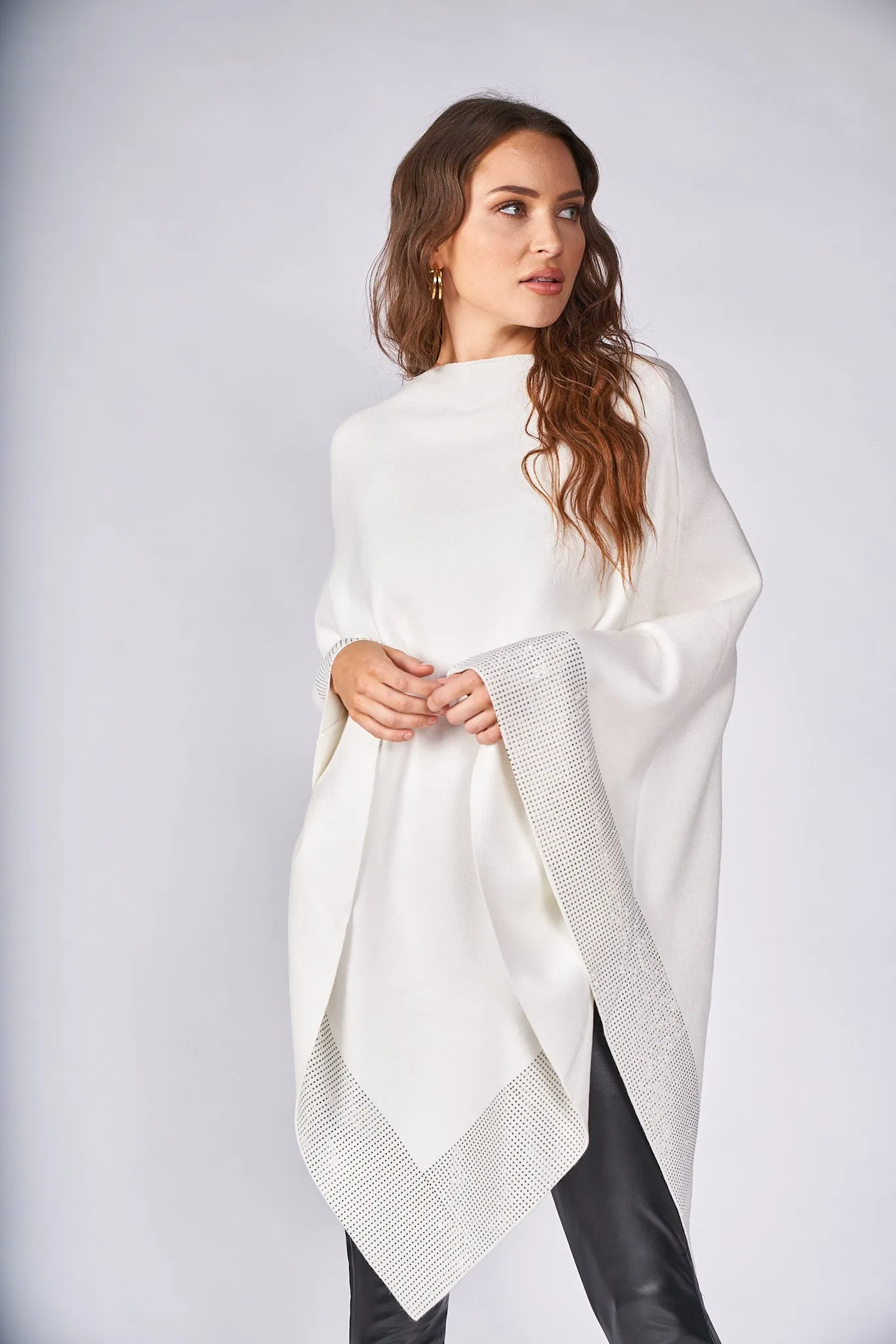 Christmas Rhinestone Embellished Poncho