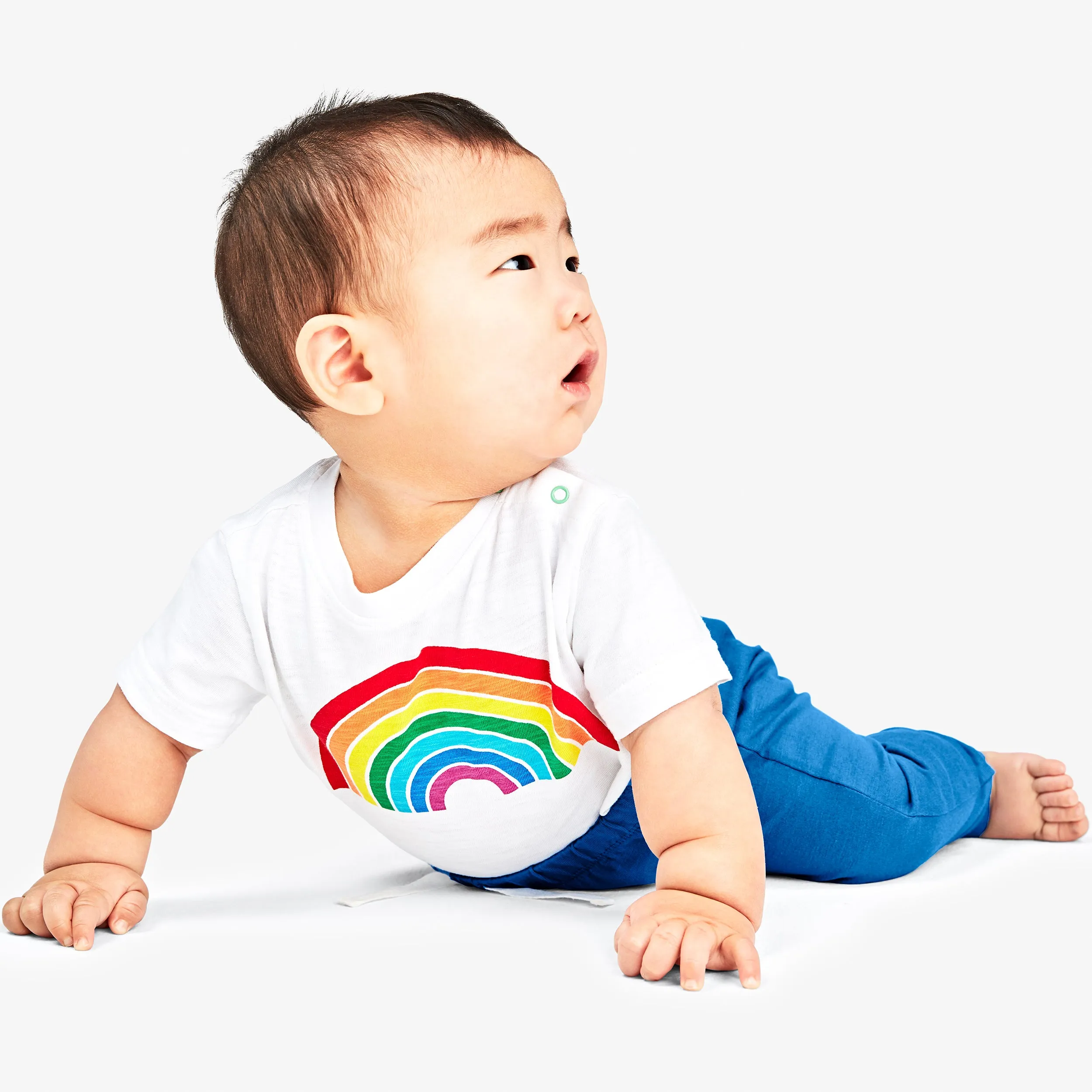 Clearance short sleeve babysuit in rainbow graphic