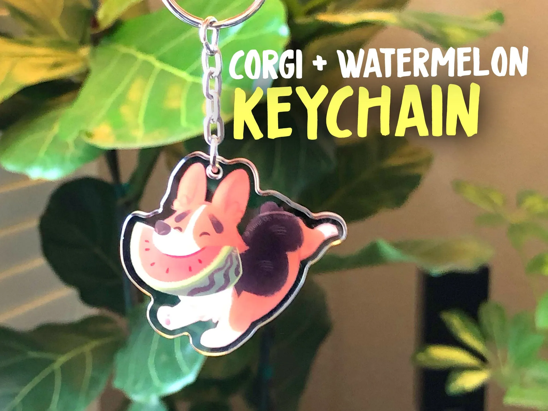 Corgi   Watermelon Acrylic Keychain