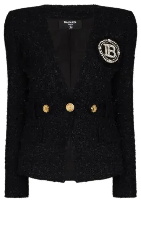 Crystal Logo Metallic Tweed Blazer