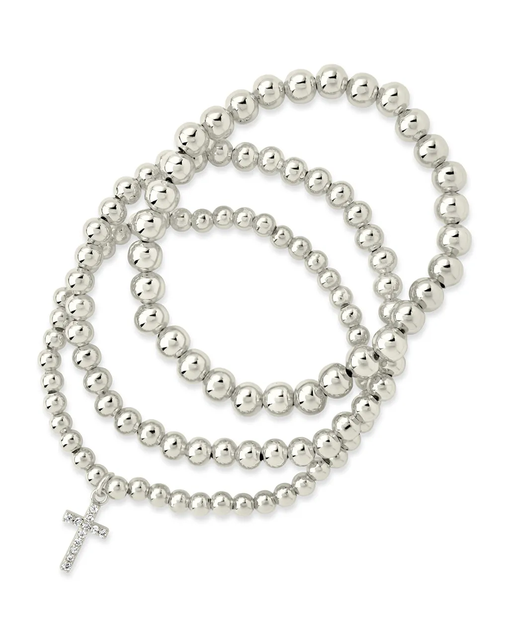 CZ Cross Beaded Bracelet Set