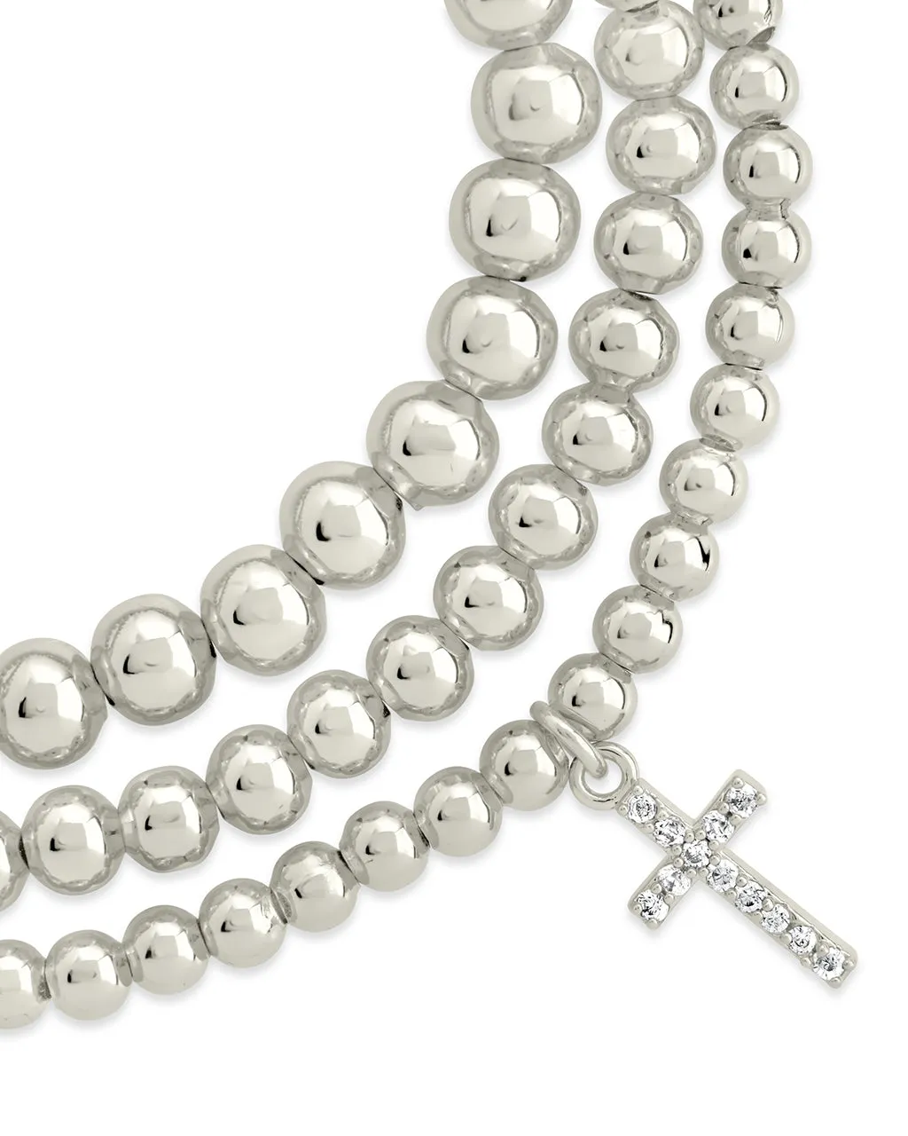 CZ Cross Beaded Bracelet Set