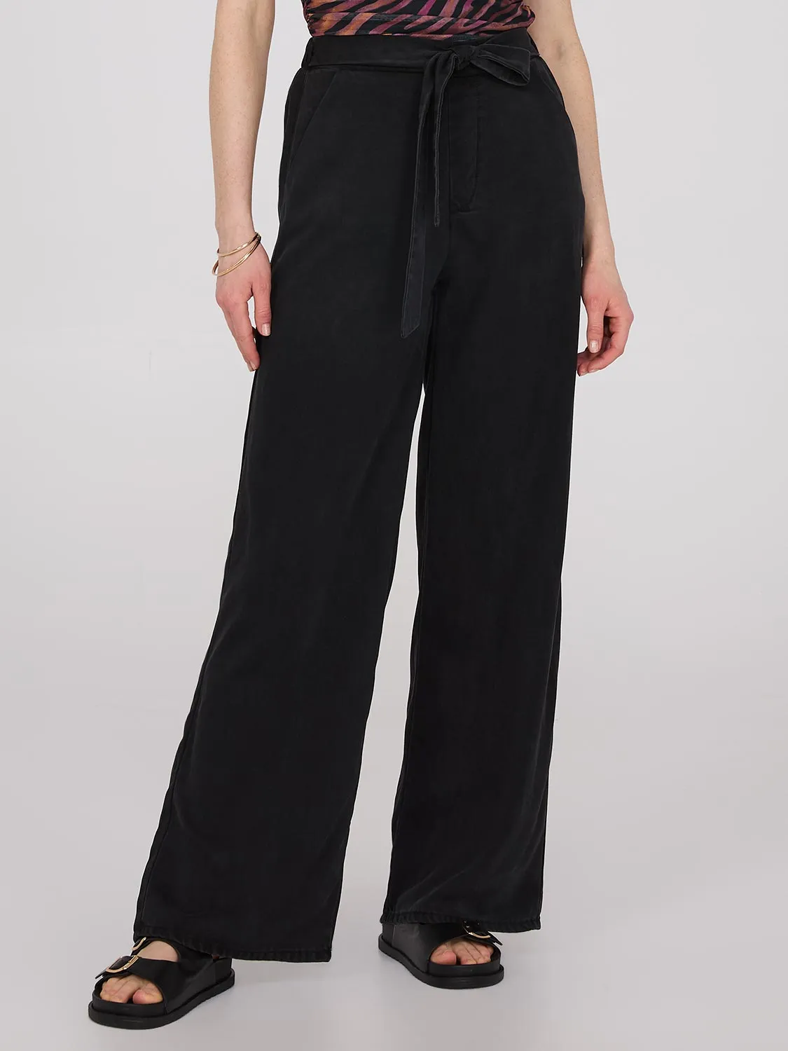 Denim High-Rise Wide Leg Pants