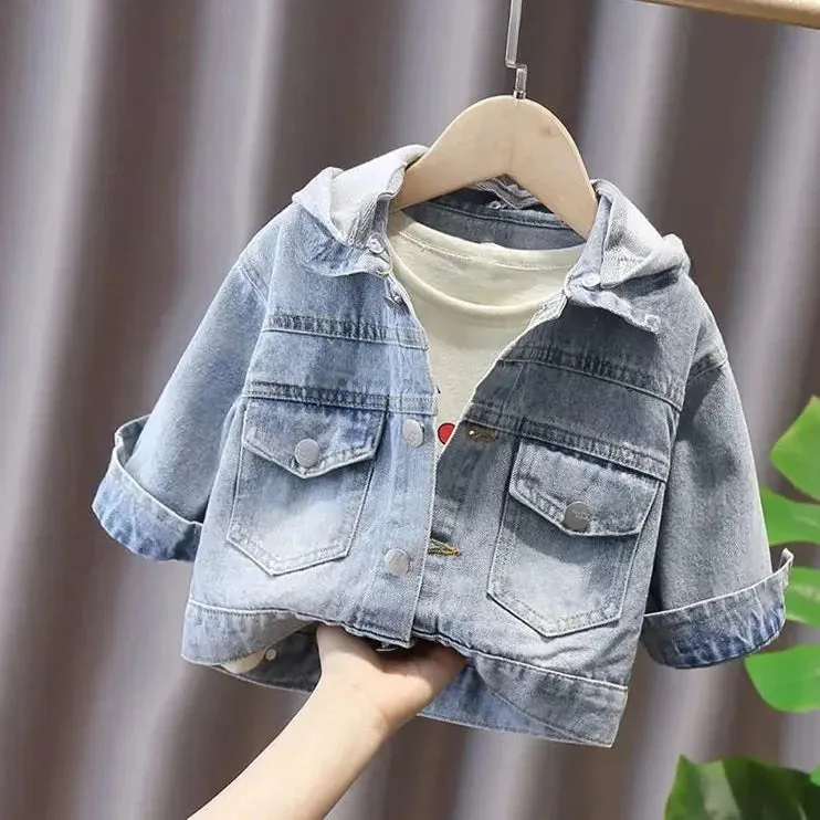 Denim Hooded Cartoon Jacket