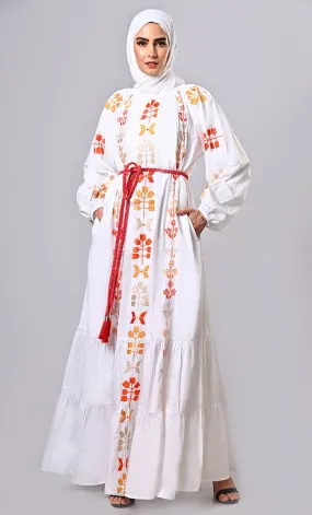 Embroidered Heavy Abaya with braided belt