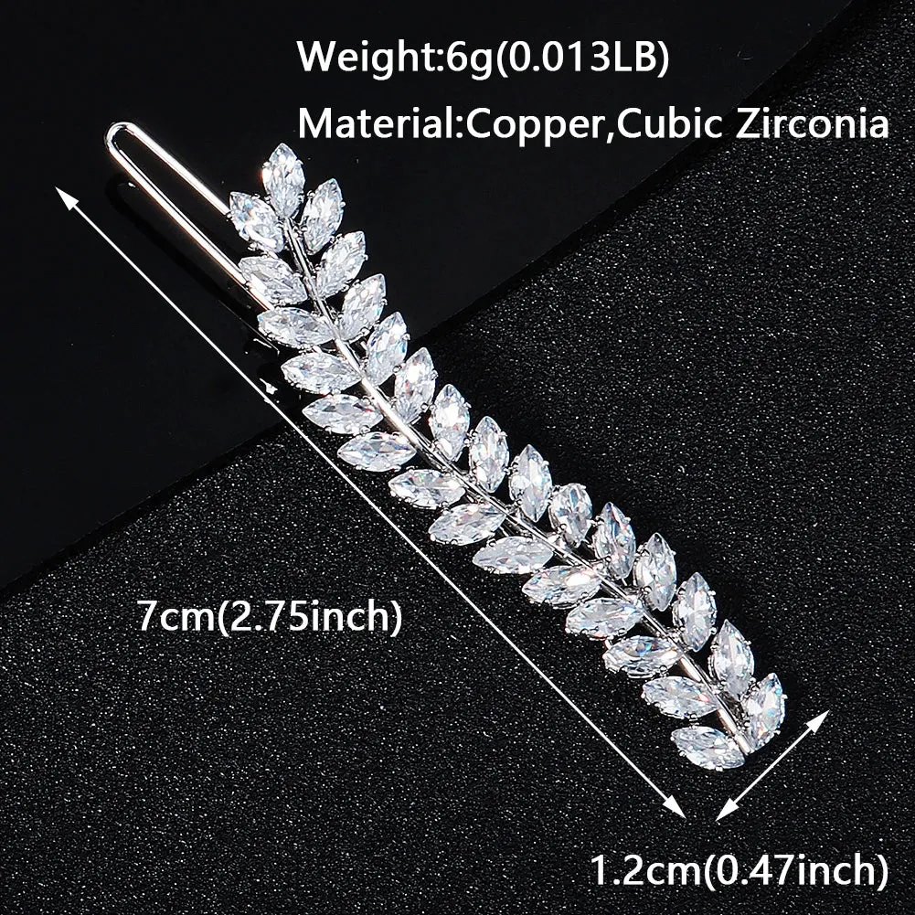 Fashion Cubic Zirconia Barrette Hair Clips for Women Girls Hairpin Bridal Wedding Hair Accessories Bride Headpiece Jewelry Gift