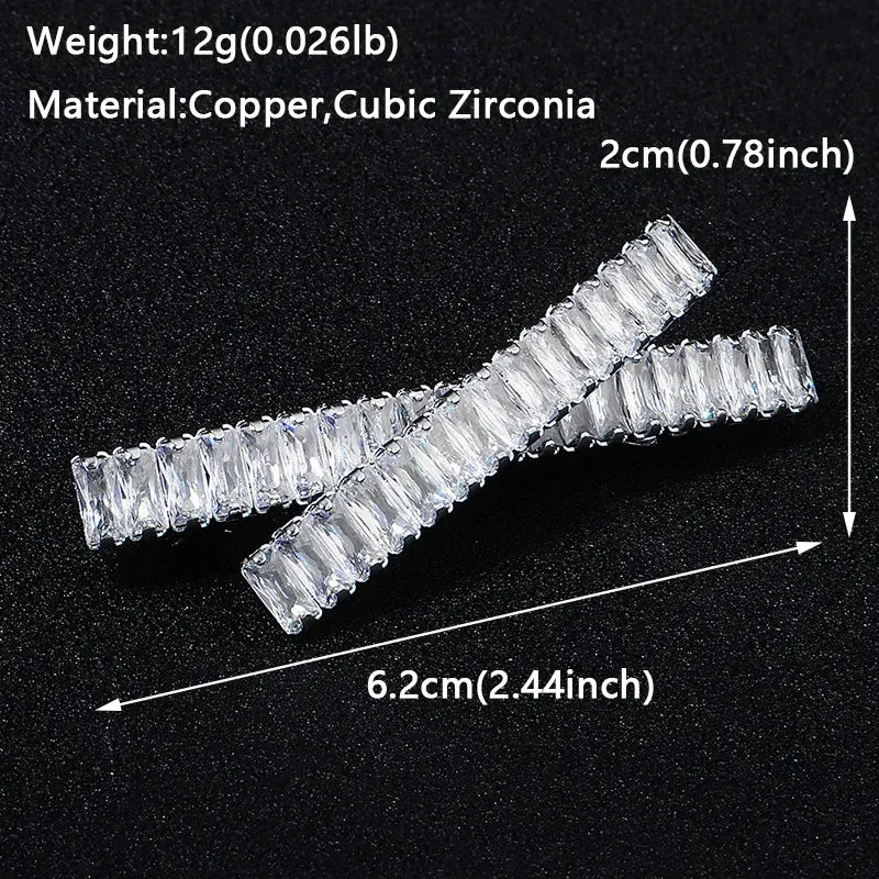 Fashion Cubic Zirconia Barrette Hair Clips for Women Girls Hairpin Bridal Wedding Hair Accessories Bride Headpiece Jewelry Gift