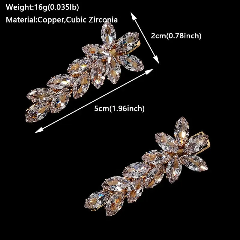 Fashion Cubic Zirconia Barrette Hair Clips for Women Girls Hairpin Bridal Wedding Hair Accessories Bride Headpiece Jewelry Gift