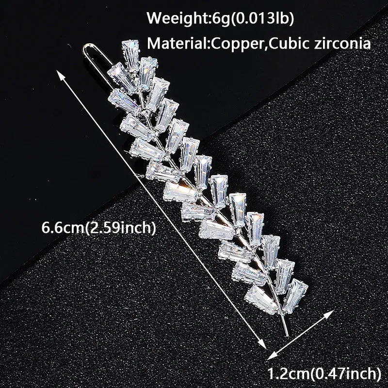 Fashion Cubic Zirconia Barrette Hair Clips for Women Girls Hairpin Bridal Wedding Hair Accessories Bride Headpiece Jewelry Gift