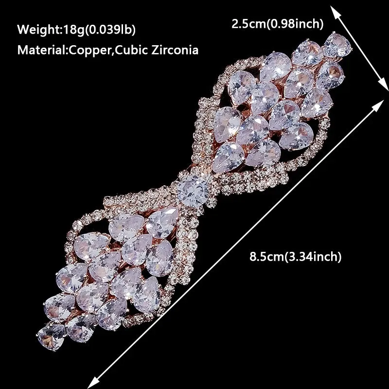 Fashion Cubic Zirconia Barrette Hair Clips for Women Girls Hairpin Bridal Wedding Hair Accessories Bride Headpiece Jewelry Gift