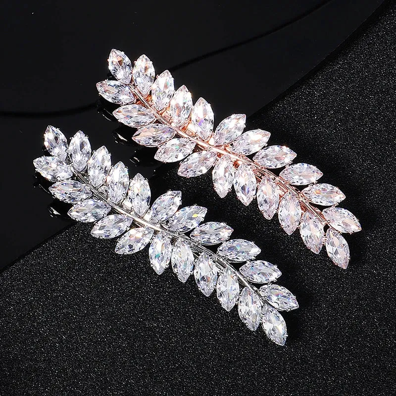 Fashion Cubic Zirconia Barrette Hair Clips for Women Girls Hairpin Bridal Wedding Hair Accessories Bride Headpiece Jewelry Gift