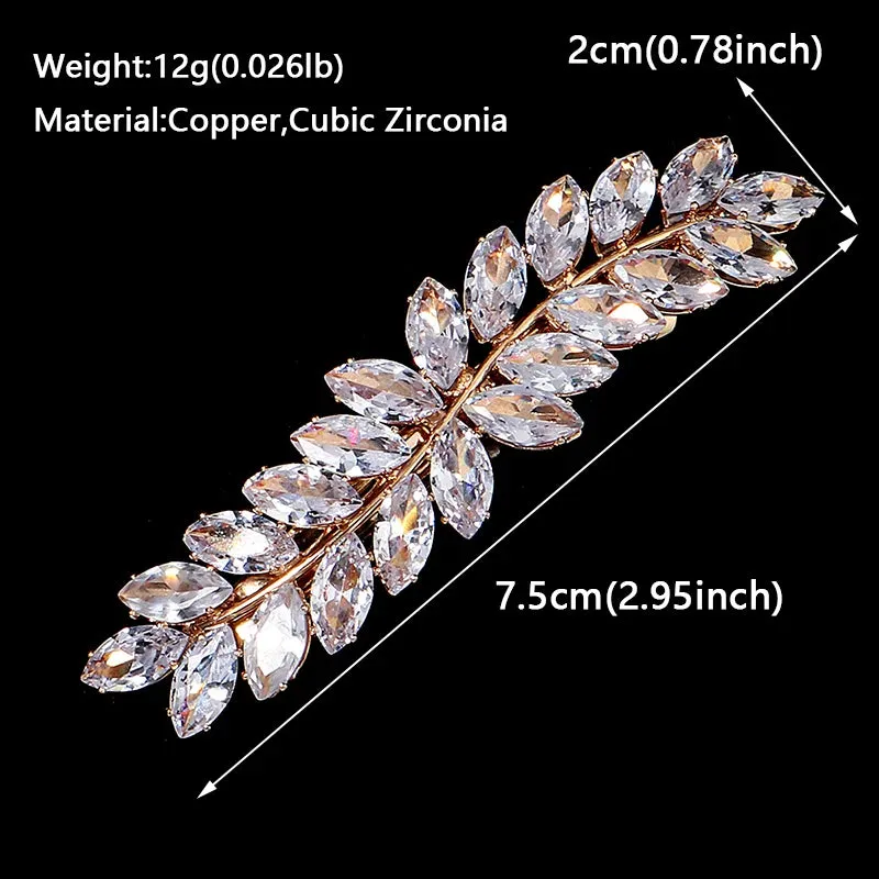 Fashion Cubic Zirconia Barrette Hair Clips for Women Girls Hairpin Bridal Wedding Hair Accessories Bride Headpiece Jewelry Gift