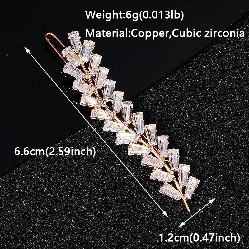 Fashion Cubic Zirconia Barrette Hair Clips for Women Girls Hairpin Bridal Wedding Hair Accessories Bride Headpiece Jewelry Gift