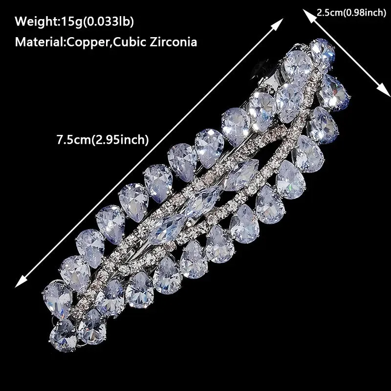 Fashion Cubic Zirconia Barrette Hair Clips for Women Girls Hairpin Bridal Wedding Hair Accessories Bride Headpiece Jewelry Gift