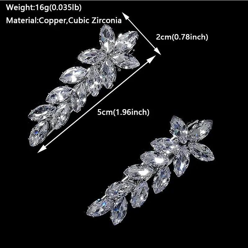 Fashion Cubic Zirconia Barrette Hair Clips for Women Girls Hairpin Bridal Wedding Hair Accessories Bride Headpiece Jewelry Gift