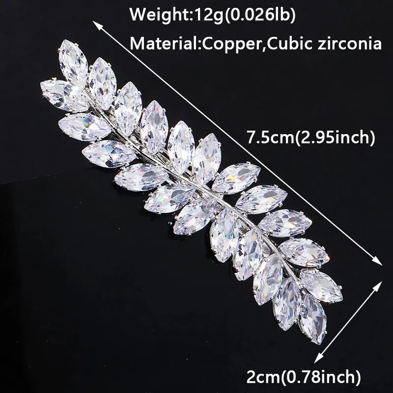 Fashion Cubic Zirconia Barrette Hair Clips for Women Girls Hairpin Bridal Wedding Hair Accessories Bride Headpiece Jewelry Gift