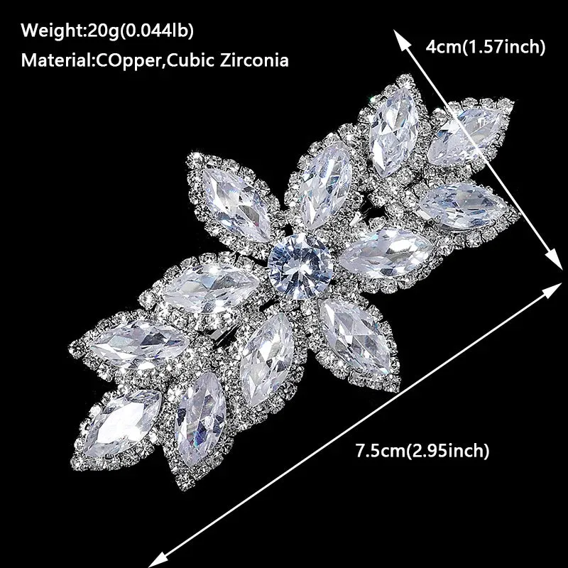 Fashion Cubic Zirconia Barrette Hair Clips for Women Girls Hairpin Bridal Wedding Hair Accessories Bride Headpiece Jewelry Gift