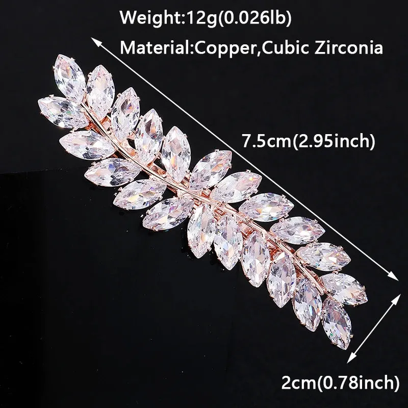 Fashion Cubic Zirconia Barrette Hair Clips for Women Girls Hairpin Bridal Wedding Hair Accessories Bride Headpiece Jewelry Gift