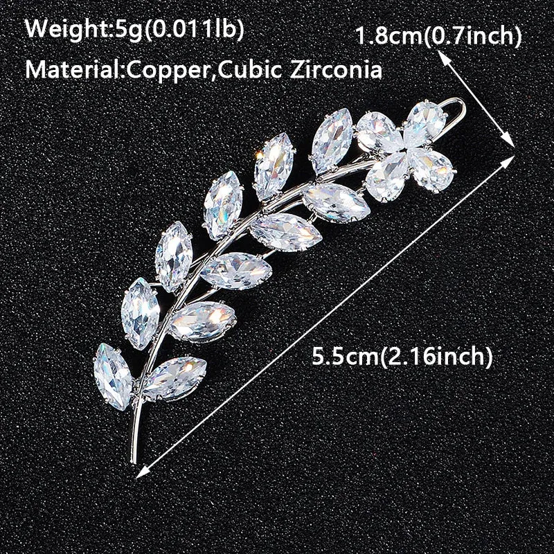 Fashion Cubic Zirconia Barrette Hair Clips for Women Girls Hairpin Bridal Wedding Hair Accessories Bride Headpiece Jewelry Gift