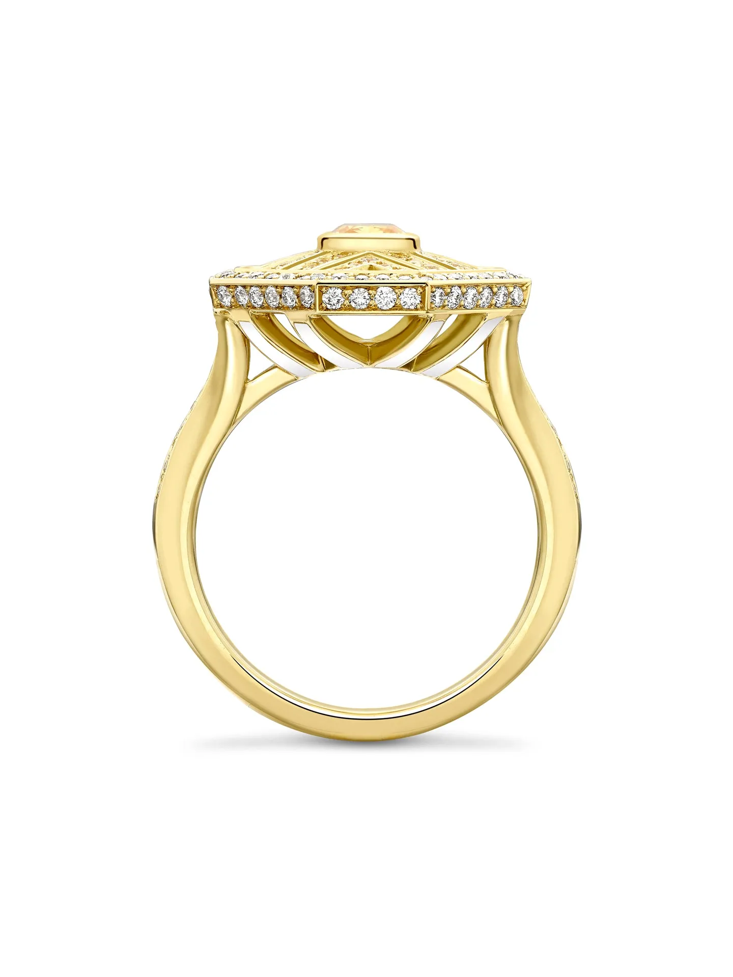 Fifth Avenue Cushion Yellow Diamond Yellow Gold Ring