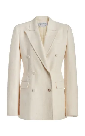 Gavin Blazer in Ivory Silk Virgin Wool Slub