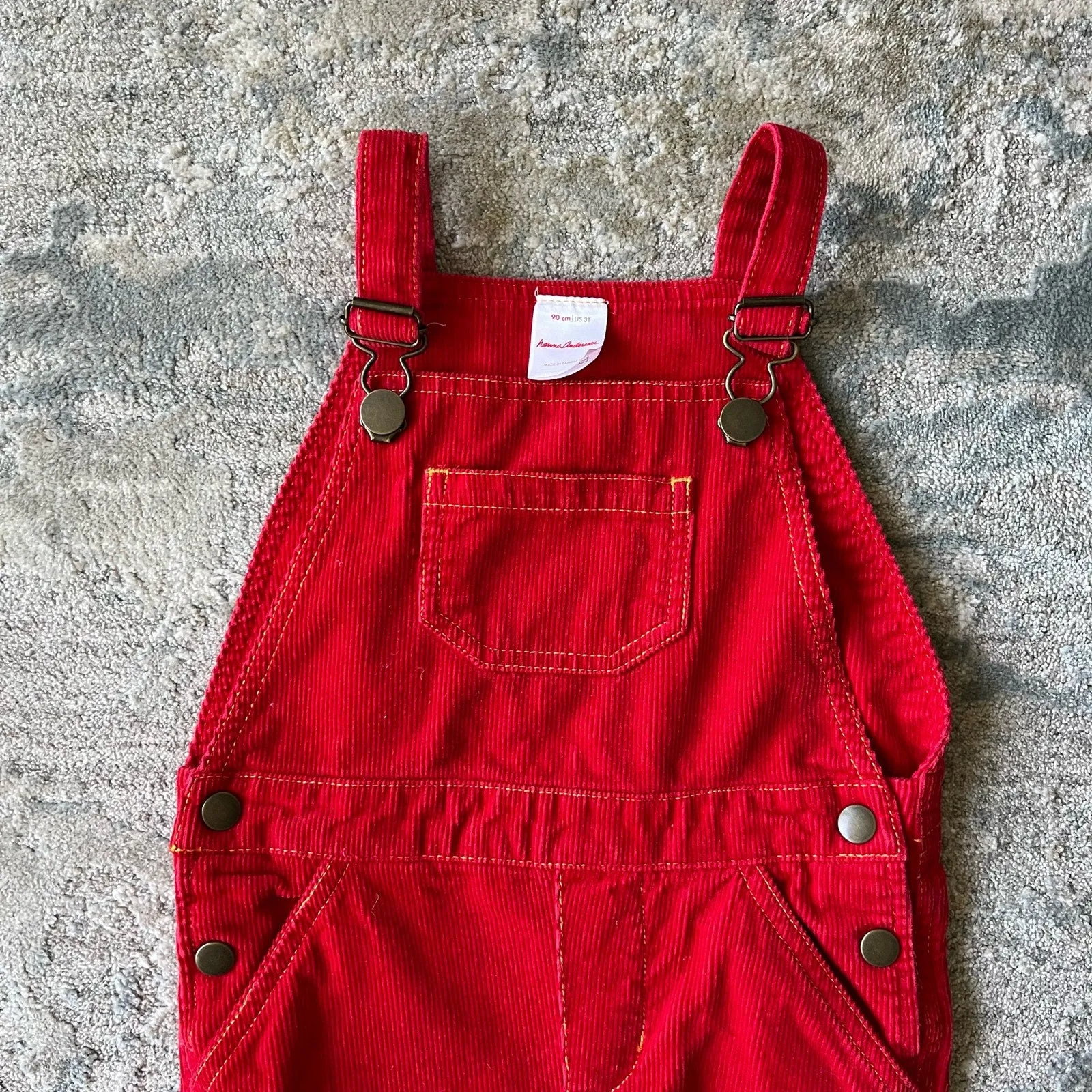 Hanna Andersson Red Corduroy Overalls 90 cm 3T