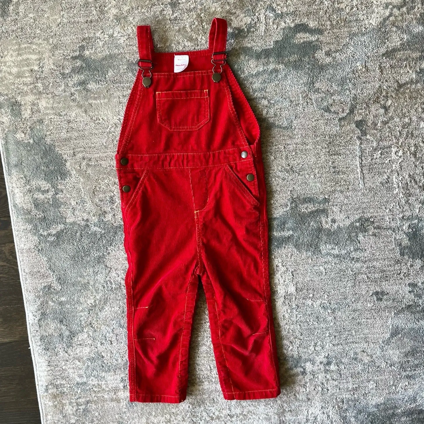 Hanna Andersson Red Corduroy Overalls 90 cm 3T