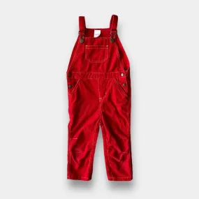 Hanna Andersson Red Corduroy Overalls 90 cm 3T