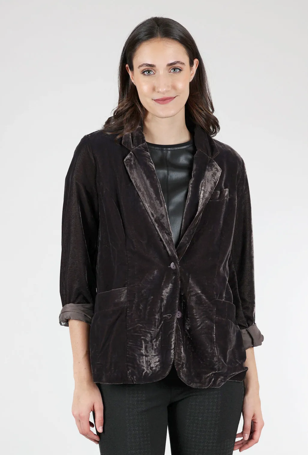 Jasper Velvet Blazer, Charcoal