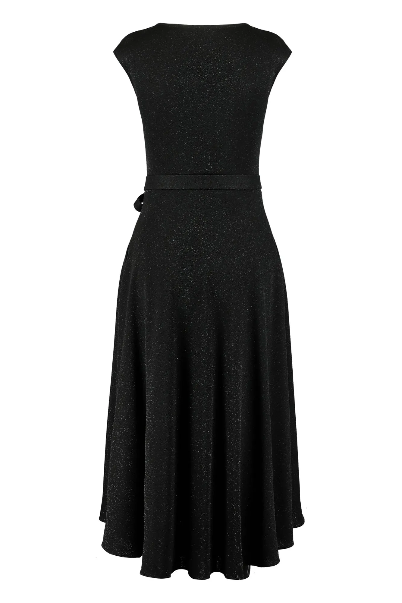 LIMNOPHILA BLACK SLIGHTLY GLITTERING STRETCHY VISCOSE-BLEND COCKTAIL DRESS