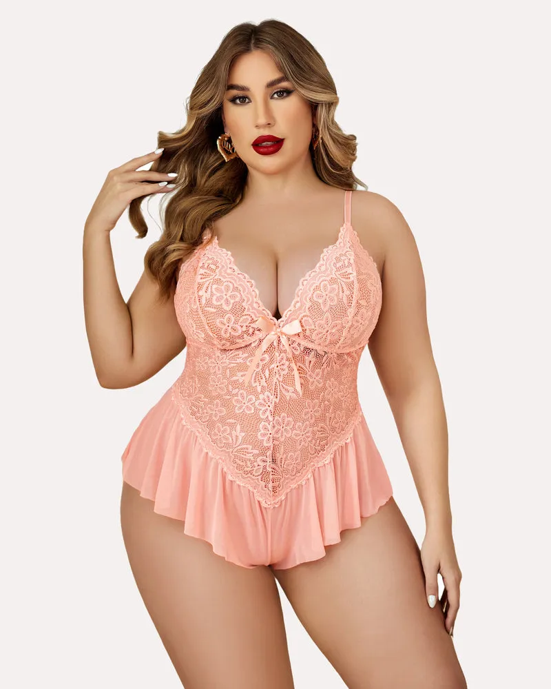 Plus Size Bodysuit Lace Teddy One Piece