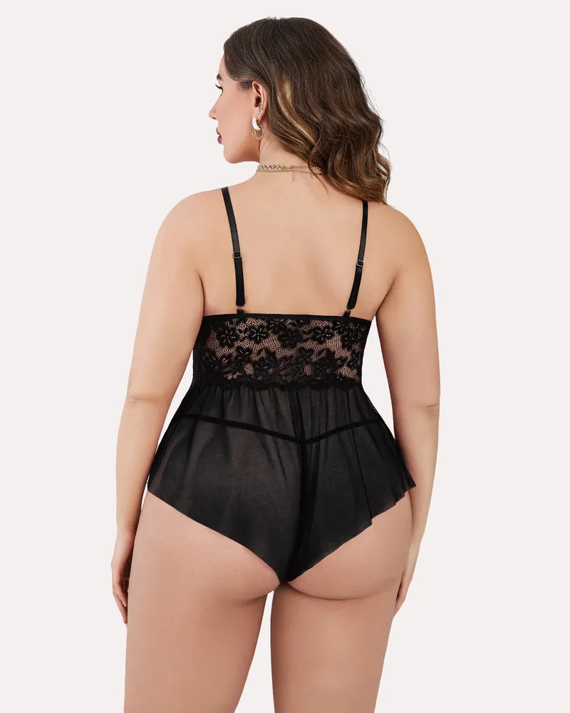 Plus Size Bodysuit Lace Teddy One Piece