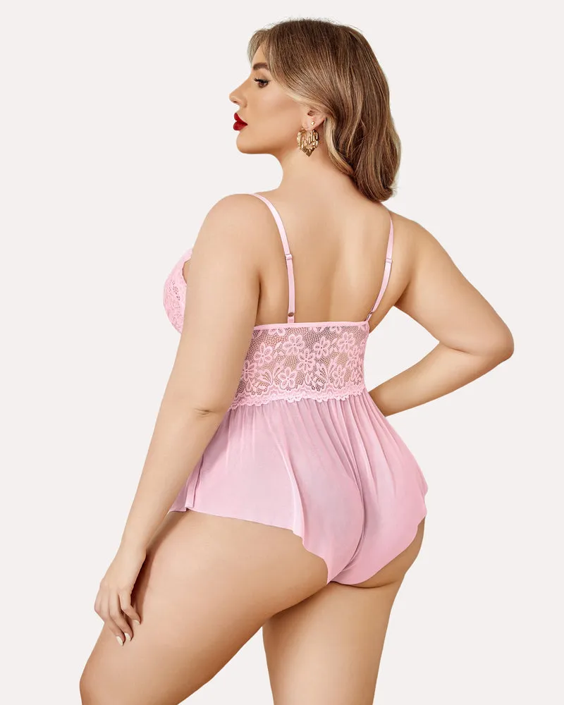 Plus Size Bodysuit Lace Teddy One Piece