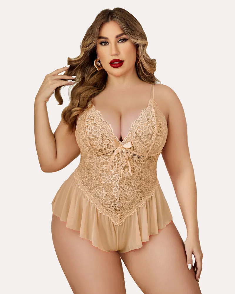 Plus Size Bodysuit Lace Teddy One Piece