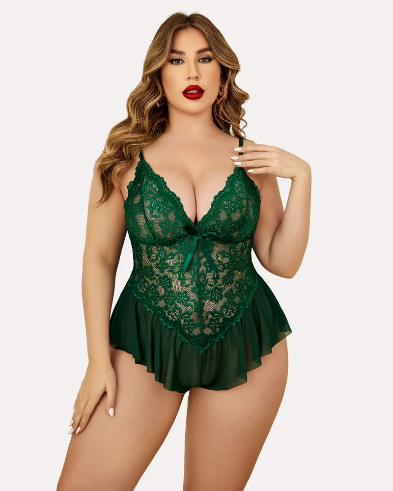 Plus Size Bodysuit Lace Teddy One Piece