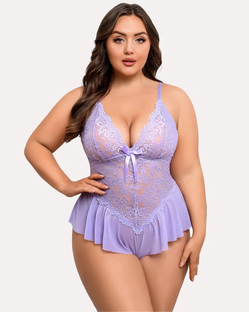 Plus Size Bodysuit Lace Teddy One Piece